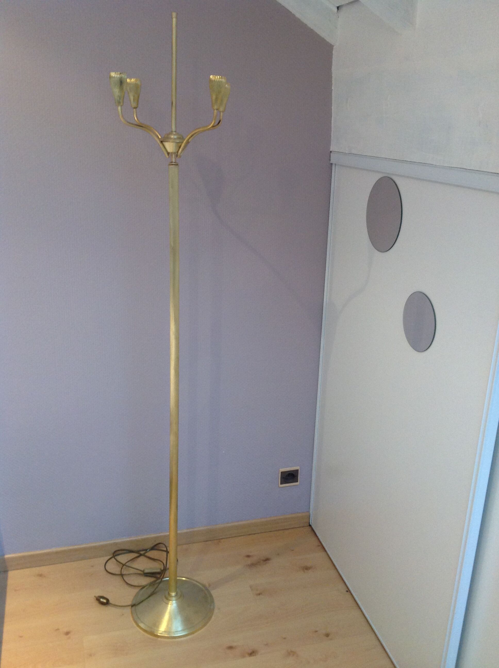 Four-fire retro brushed brass lamppost, 30-40s