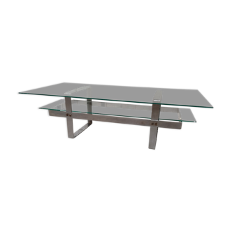 Vintage coffee table chrome steel and glass