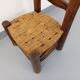 Vintage Charles Dudouyt Brutalist Low Chair in Wood and Straw