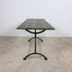 Vintage industrial bistro table with green painted wooden top