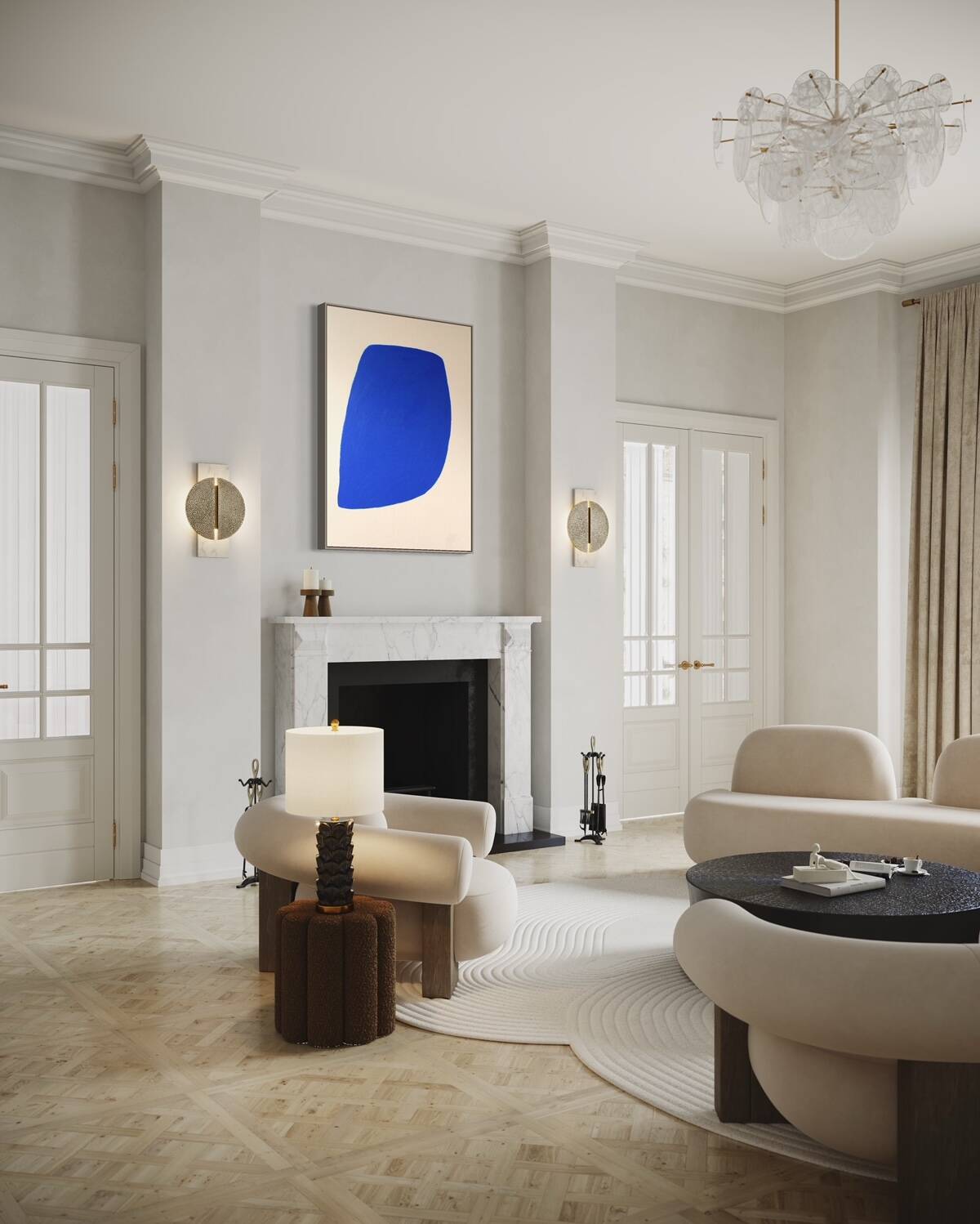 Large blue painting "Not a circle" 100x73 cm