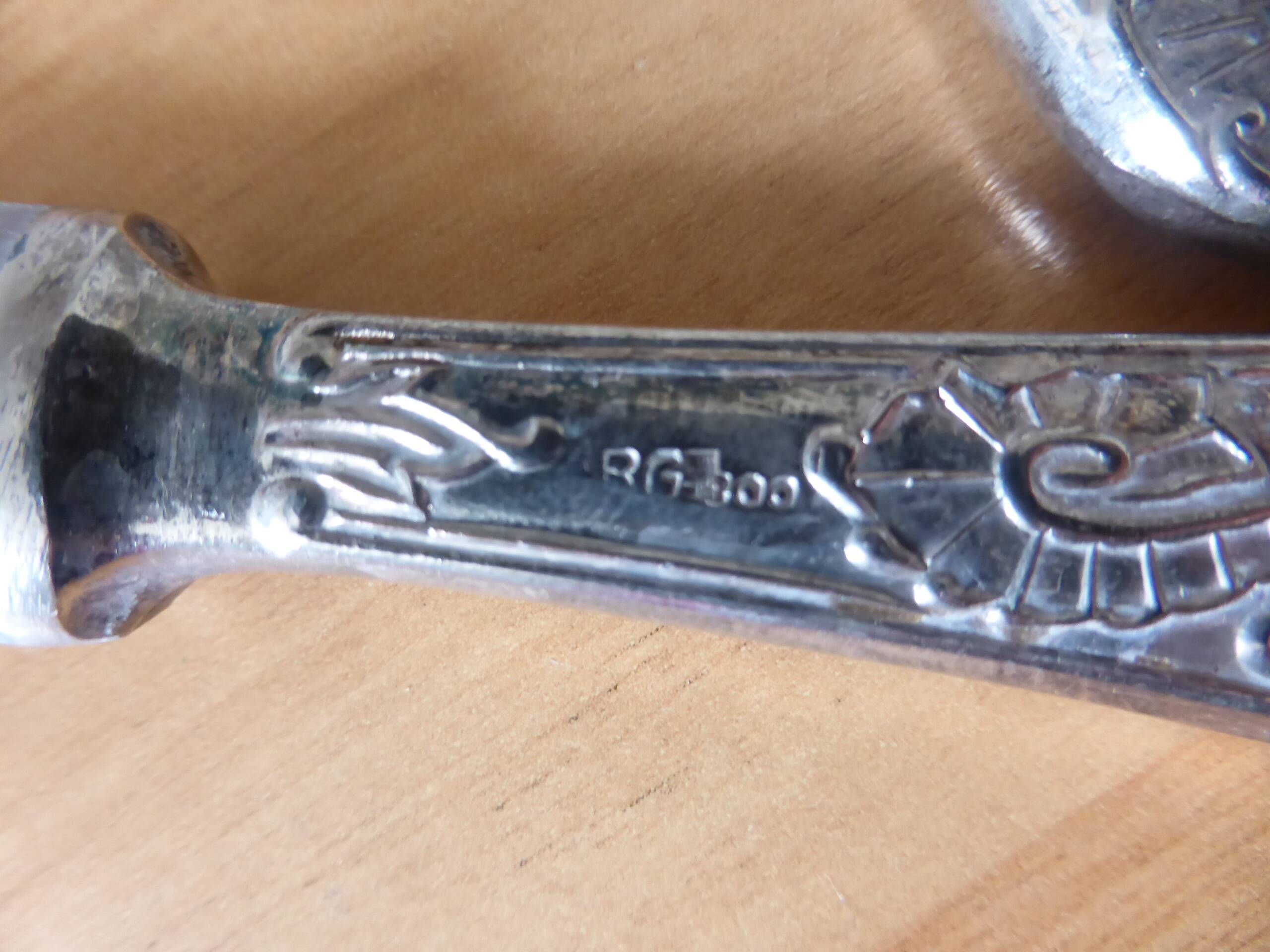 5 vintage silver metal knives with stainless steel blade 240514