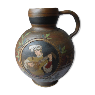 Large pitcher jug terracotta ceramic musician