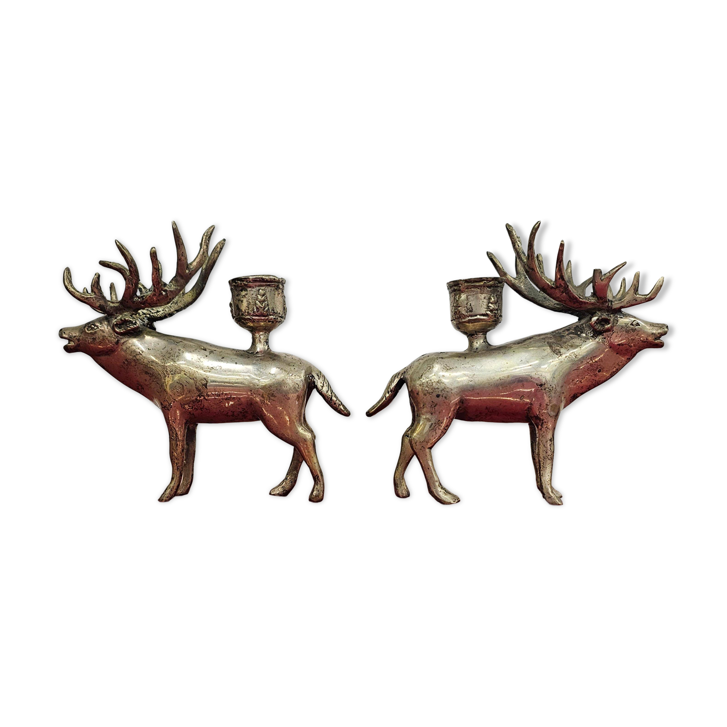 Pair of candle holders in the shape of a deer Mid Century Modern