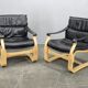 Pair of Leather Lounge Chairs by Åke Fribytter for Nelo Kroken 1960s