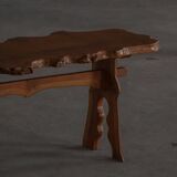 Mid-century Scandinavian coffee table made of solid elm wood, wabi-sabi style, 1960s.