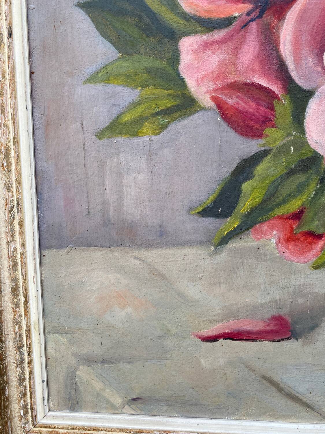 Large still life with pink flowers