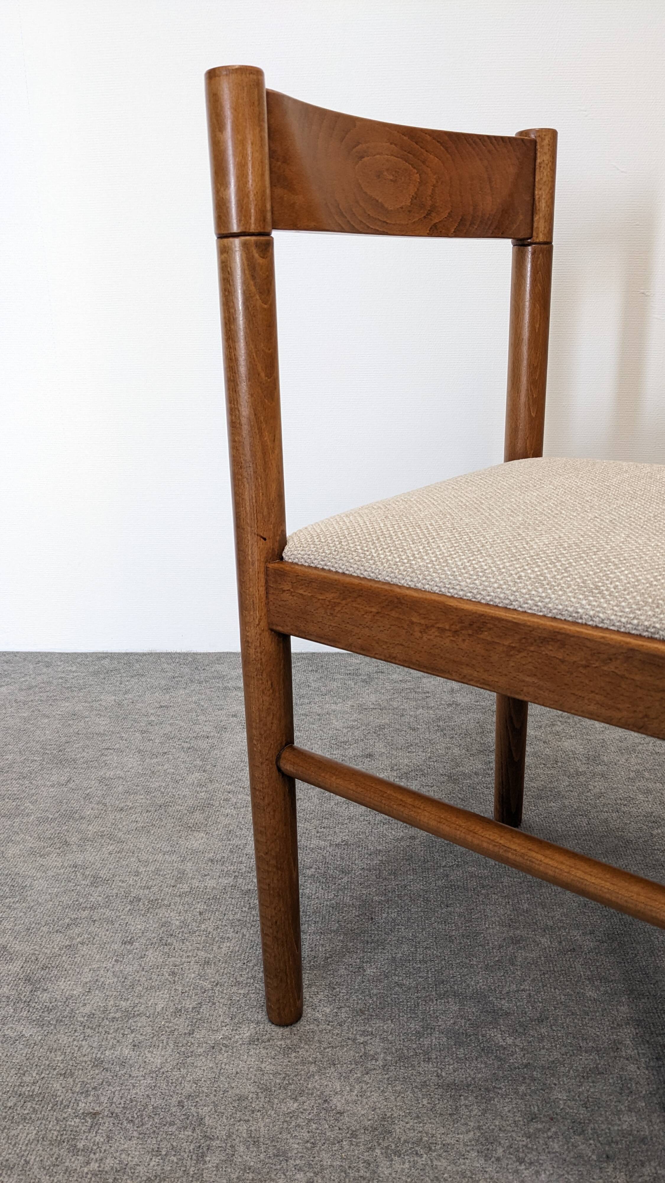 Set of 6 brutalist beech chairs, France circa 1970