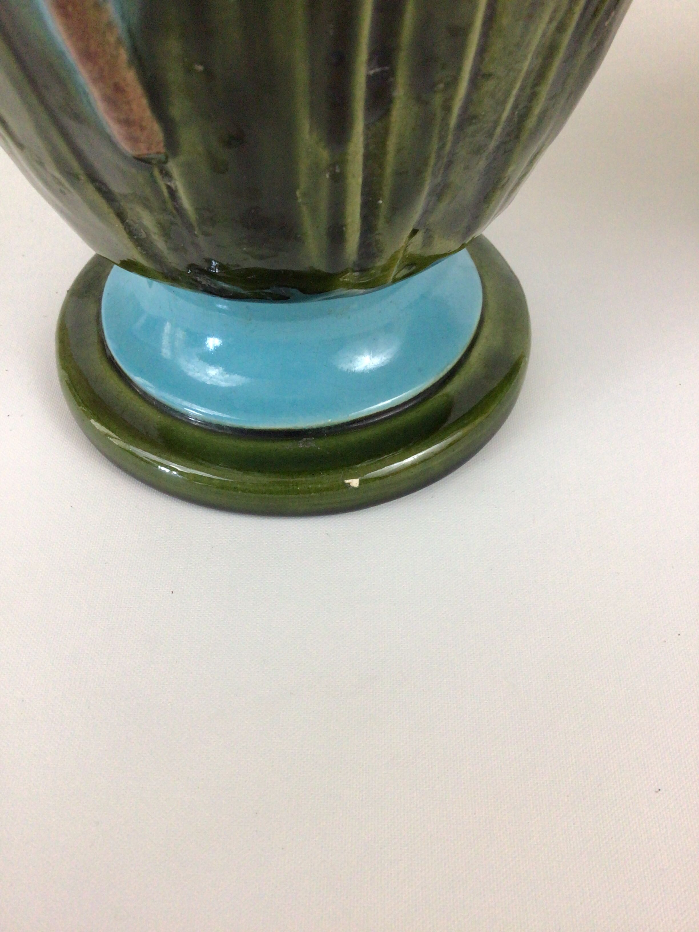 Pair of enamelled ceramic vases Barbotine Art Nouveau