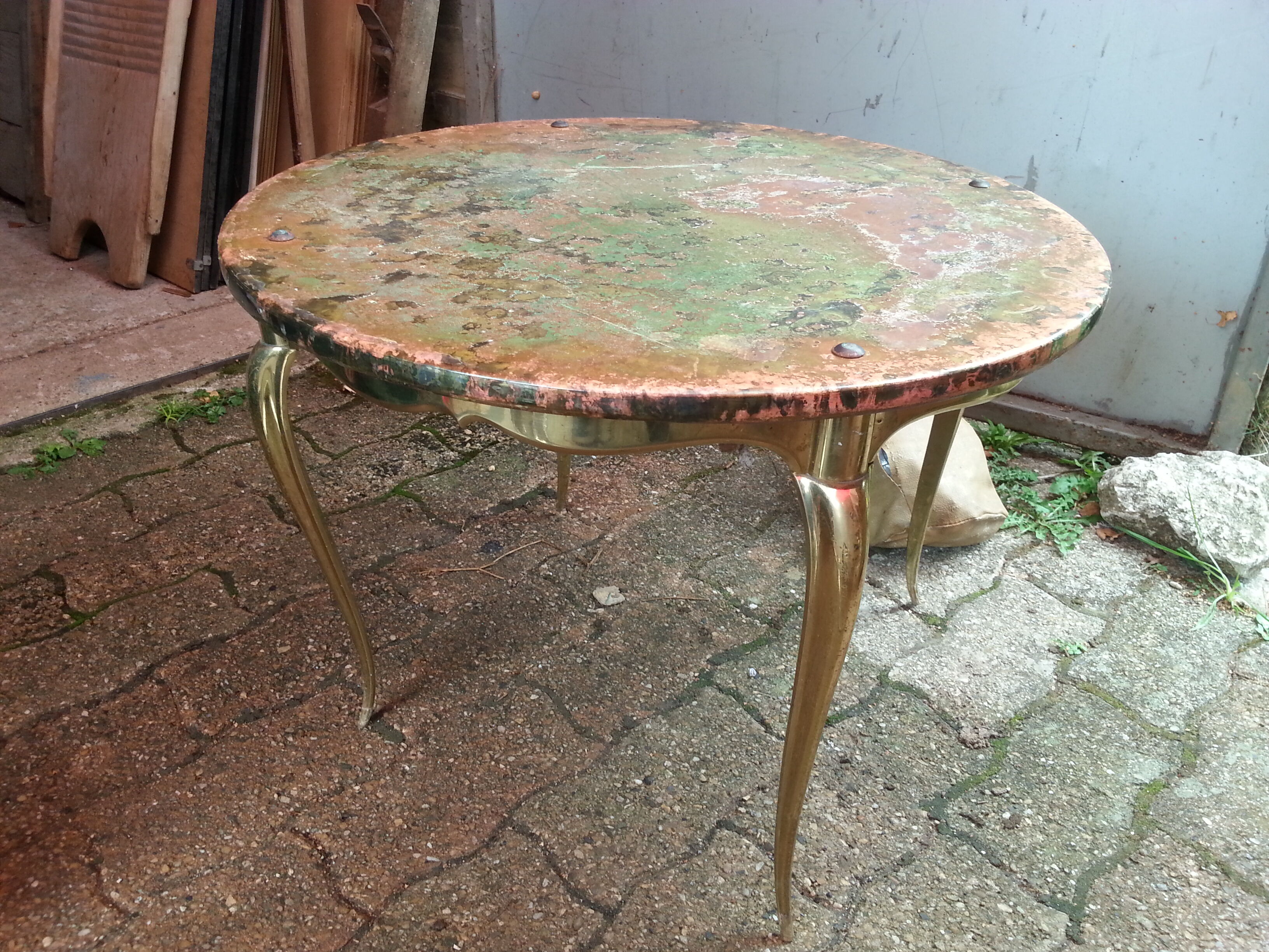 Table bass in brass, bronze plate copper 1940/60