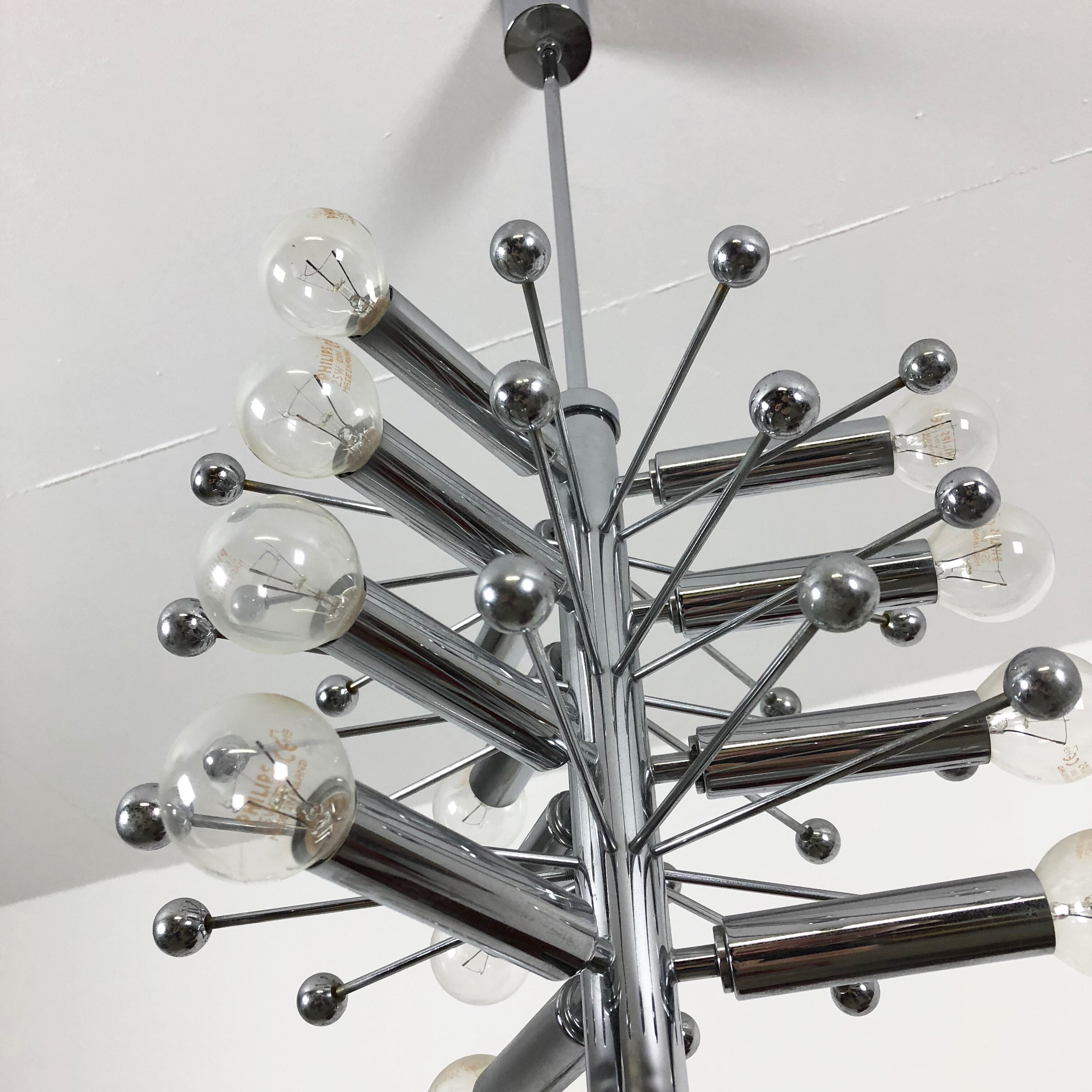 Modernist Chrome Sputnik Hanging Light, Cosack Lights 1970s, Germany