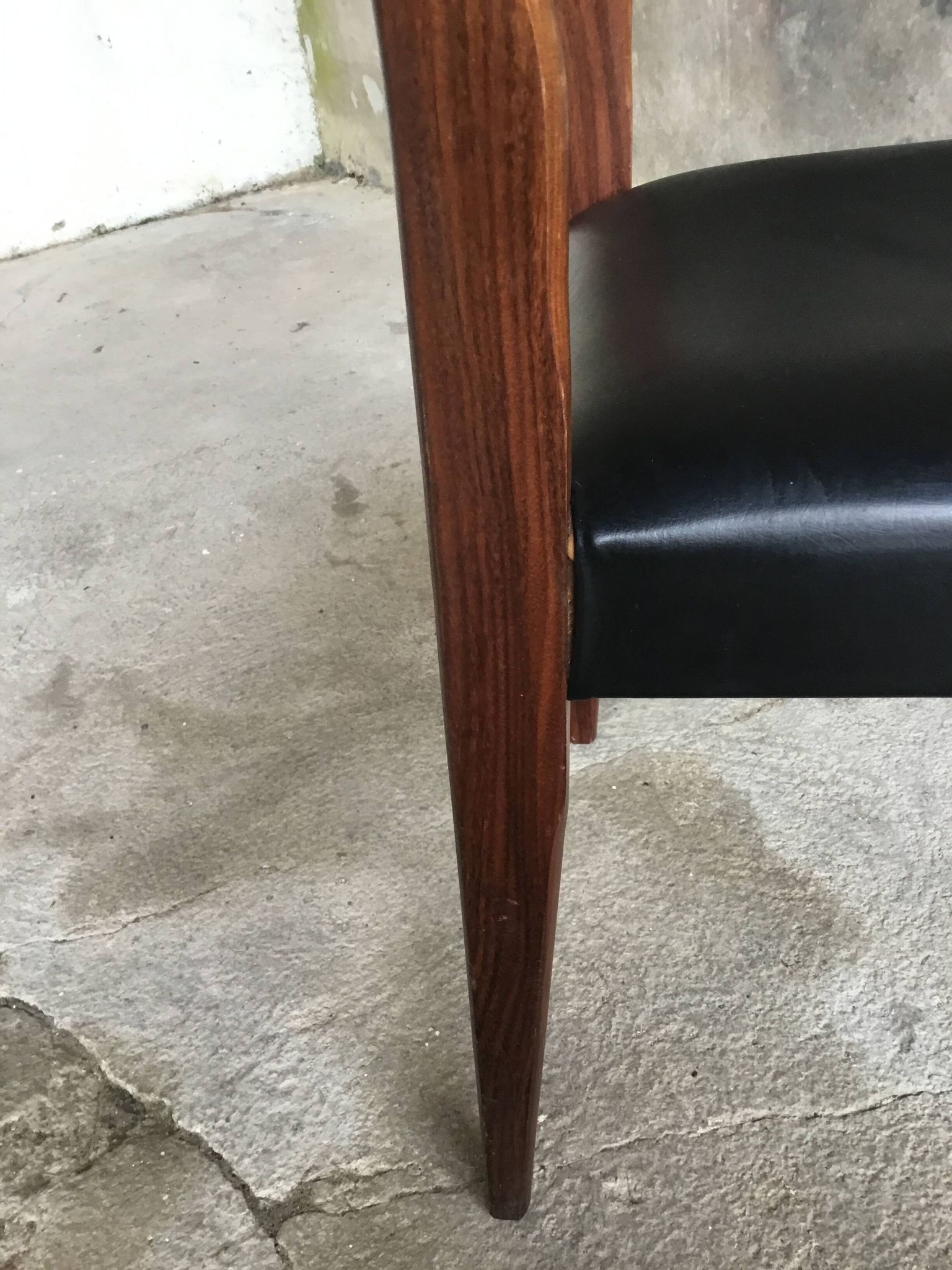 Pair of Scandinavian chairs Ameublement NF black imitation leather and teak - 1960