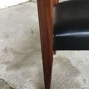 Pair of Scandinavian chairs Ameublement NF black imitation leather and teak - 1960