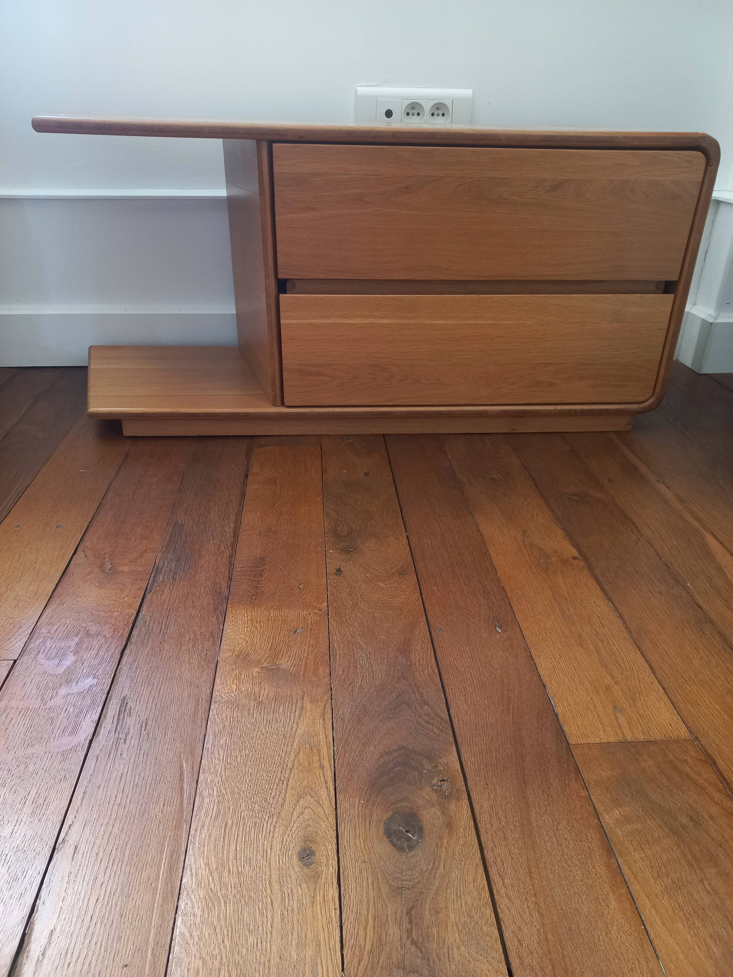 Scandinavian TV unit in solid light oak