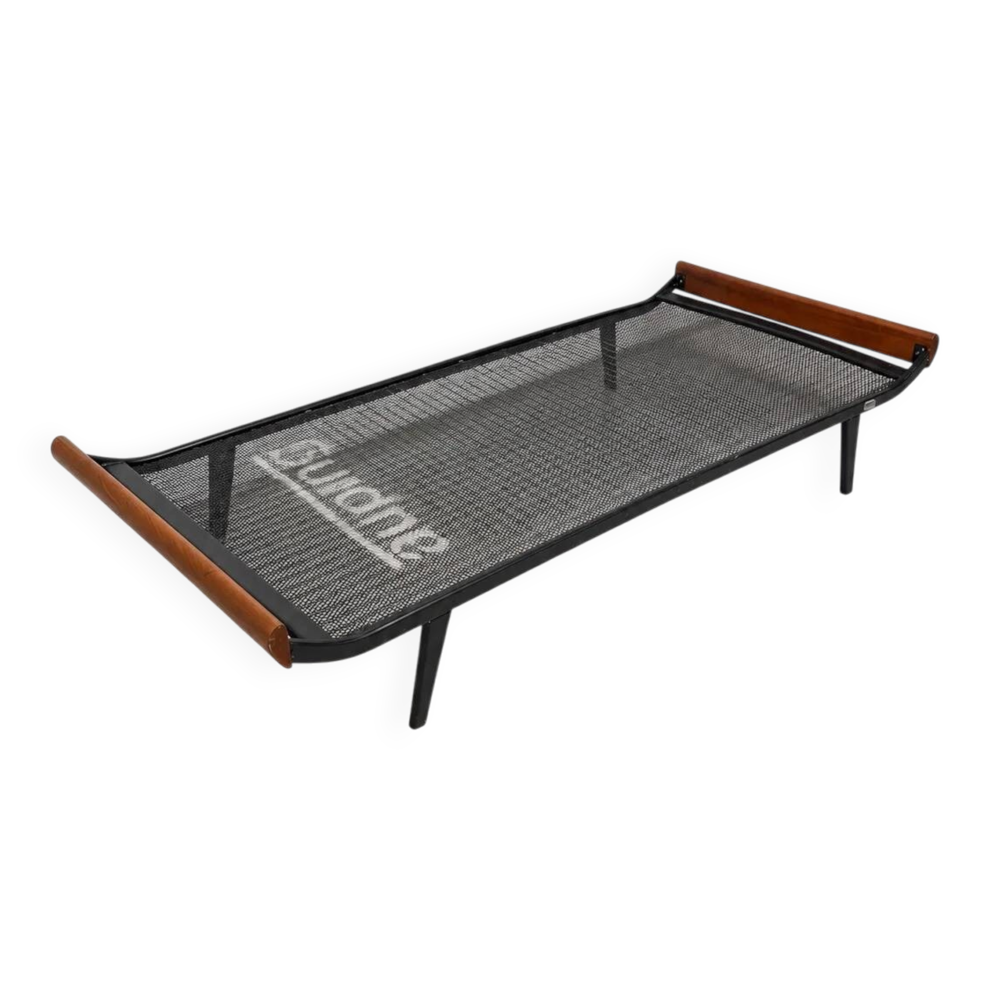Daybed Auping Cleopatra by Dick Cordemeijer, black steel and teak, 1950s