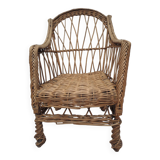 child's or doll's armchair in light woven wicker
