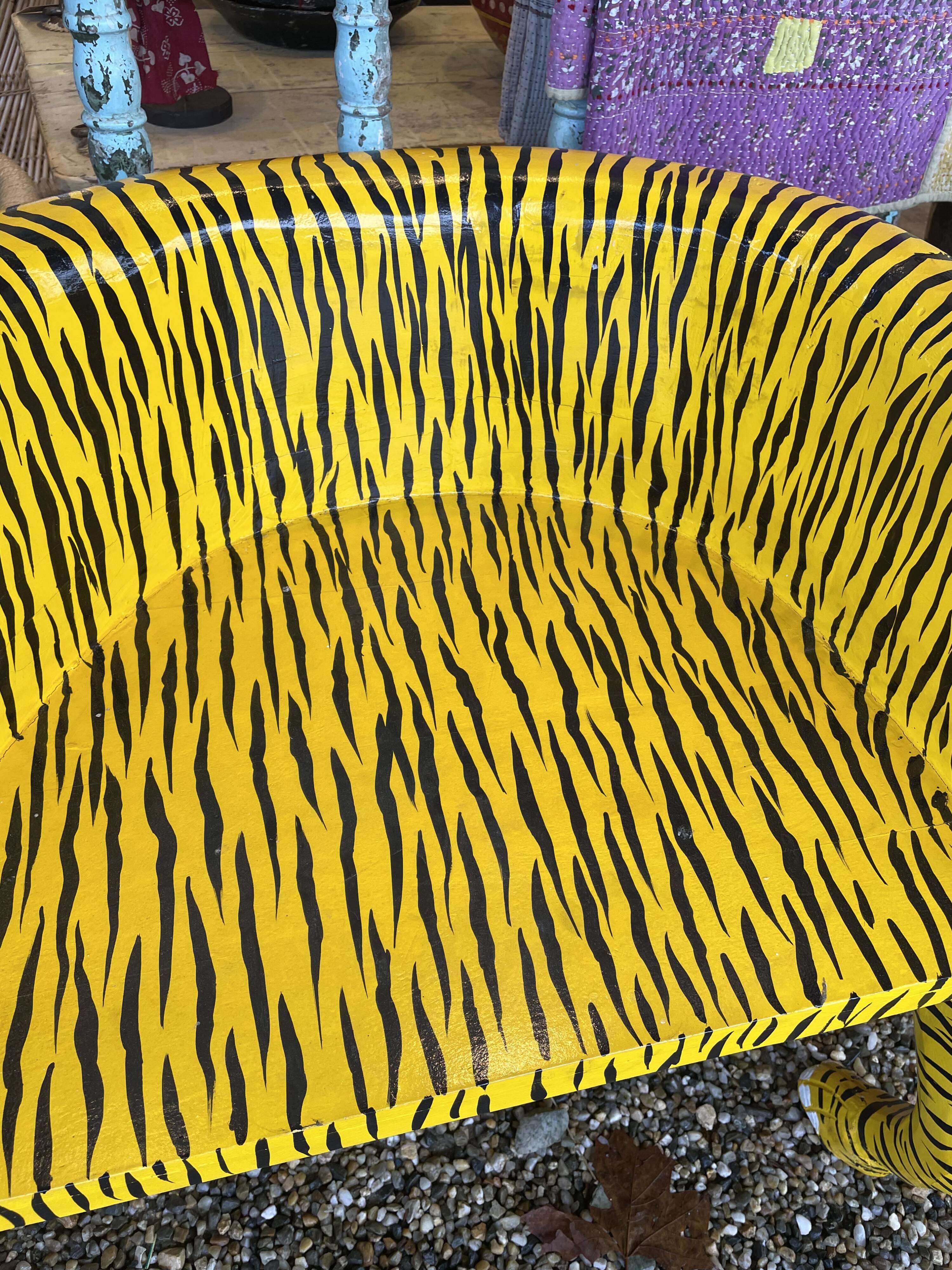 Painted wooden tiger chair