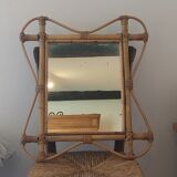 Authentic 1960s mirror in rattan/bamboo