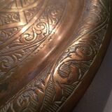 Old copper tray, chiseled, Moroccan