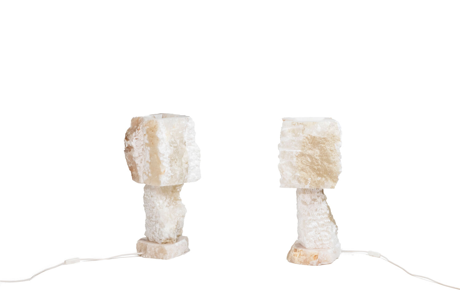 Pair of alabaster lamps, contemporary work
