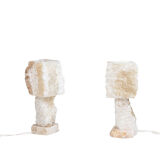 Pair of alabaster lamps, contemporary work