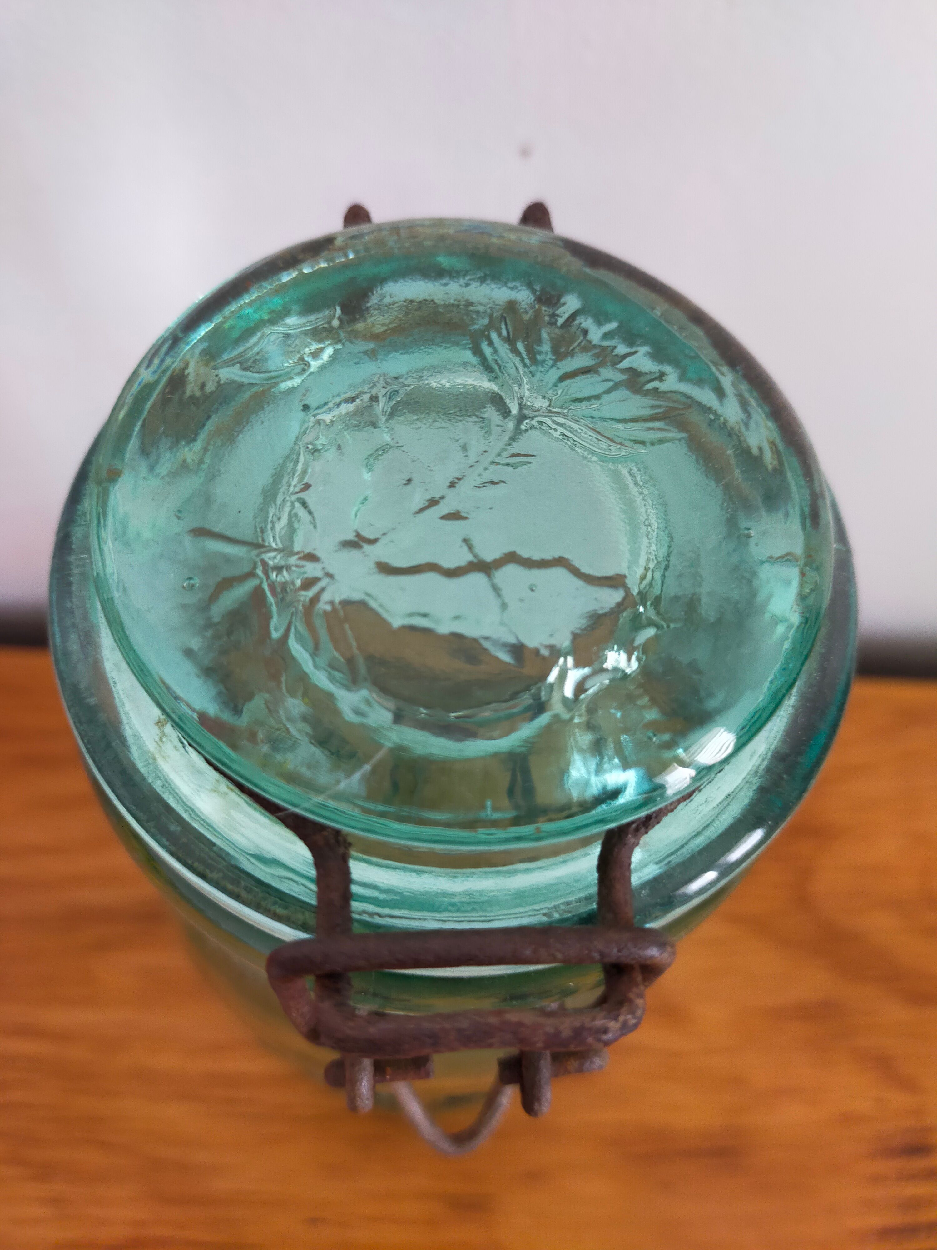 Molded glass jar jar canned vintage blue