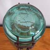 Molded glass jar jar canned vintage blue
