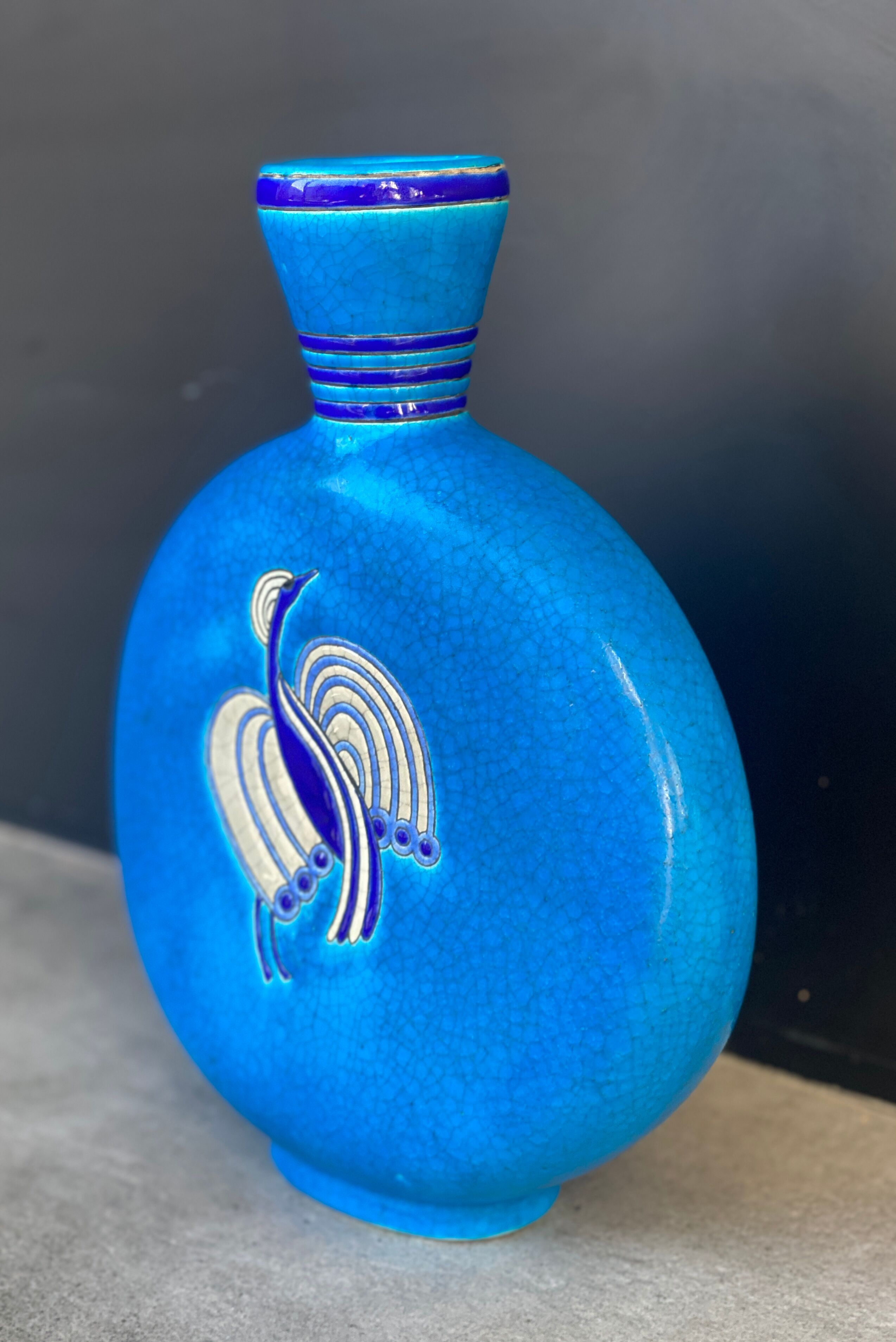 Glazed earthenware gourd vase for primavera, longwy