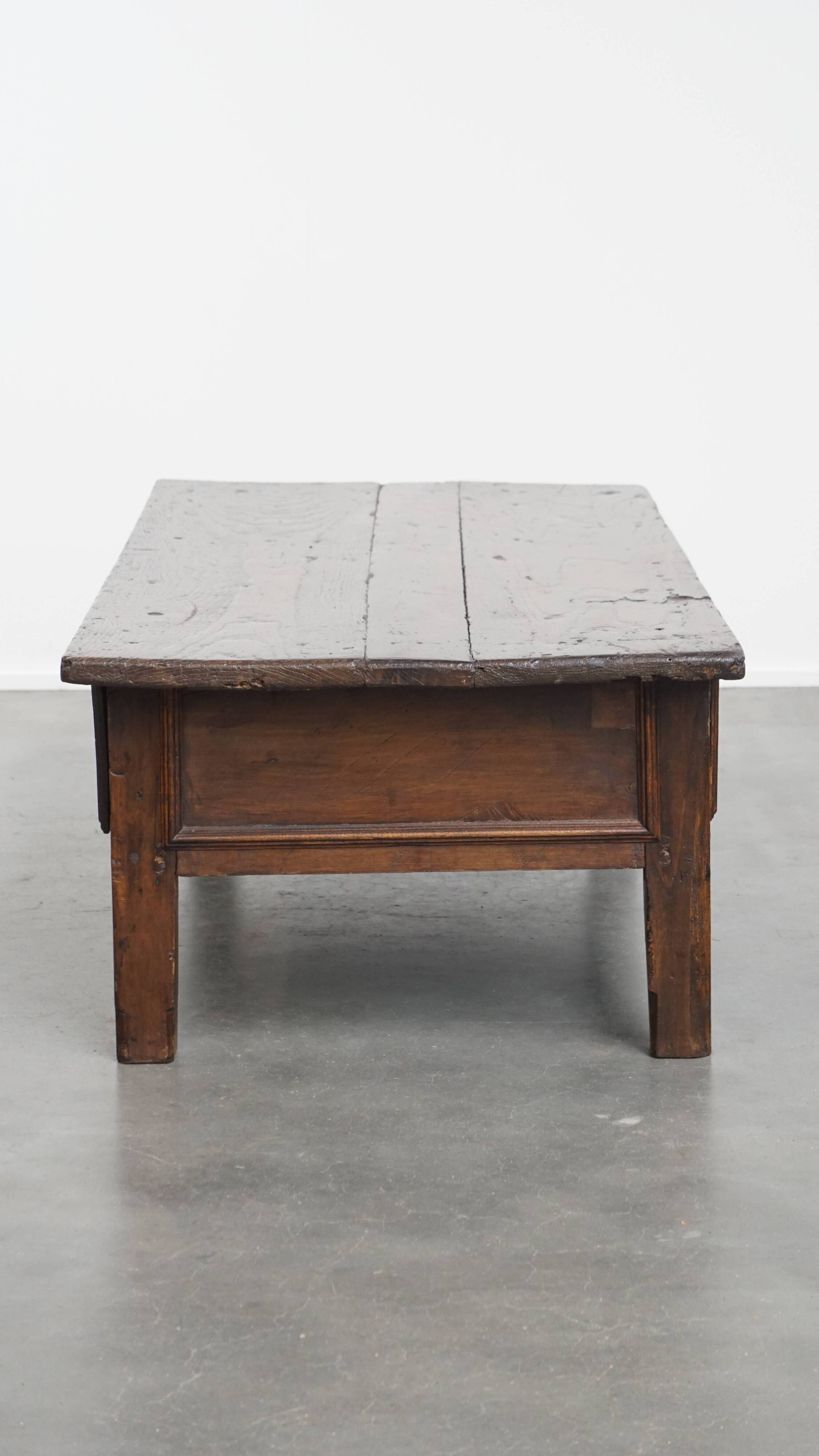 Antique South European 18th-Century Coffee Table with Three Drawers