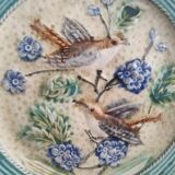Assiette ancienne - Barbotine à Marli vert - XIX ème siècle