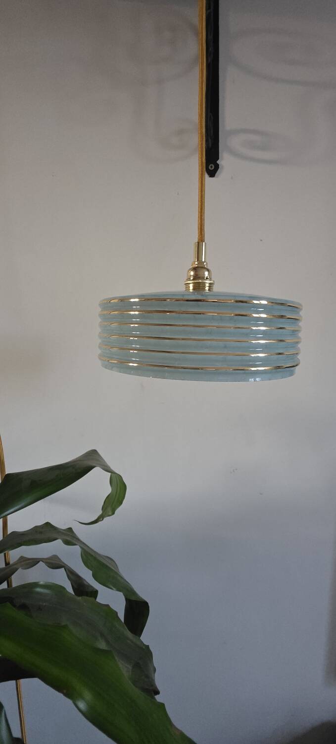 Clichy Glass Blue Portable Pendant Light
