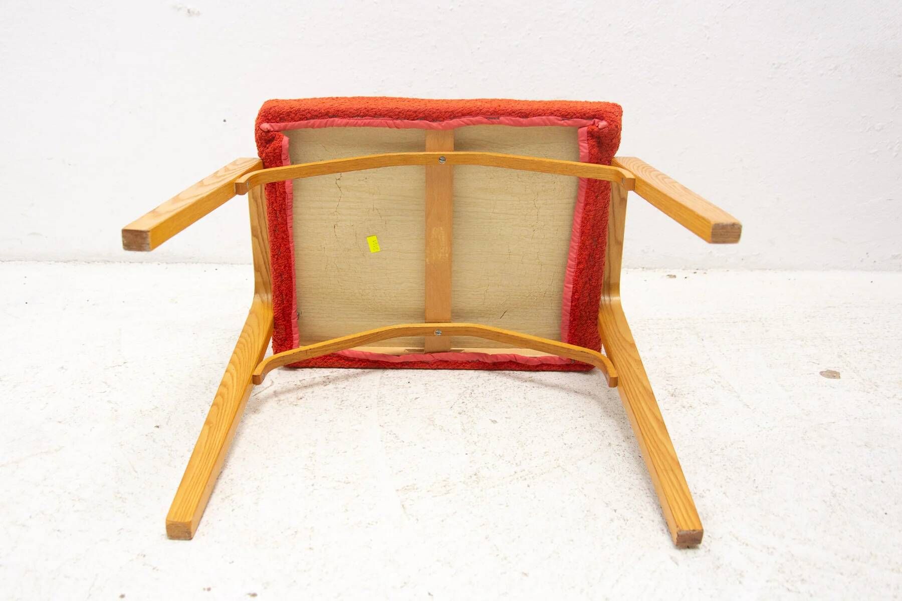 Mid-century bentwood stool by Dřevopodnik Holešov, wooden seating, 1970s