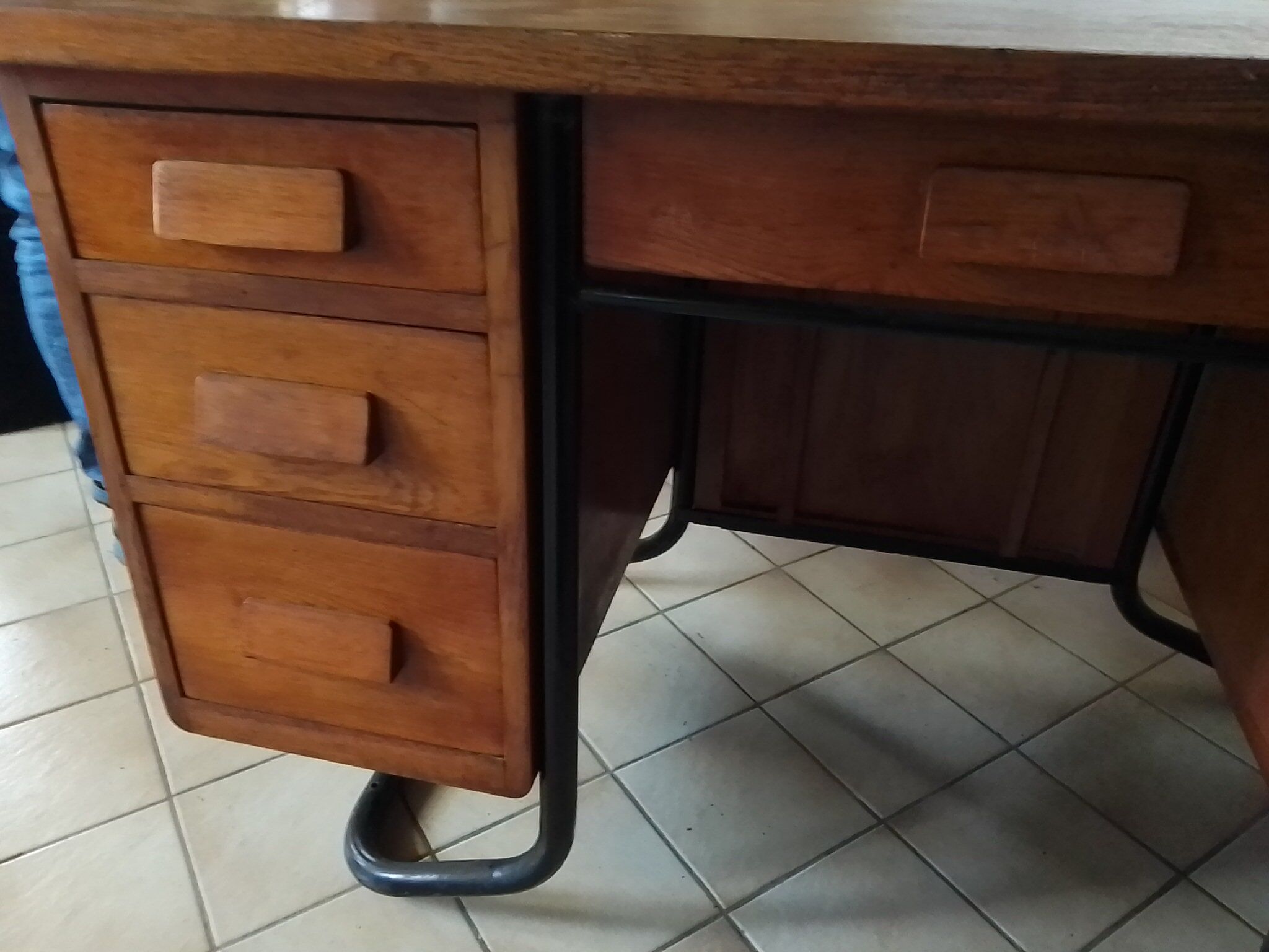 Vintage metal wooden desk and frame