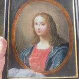 Ancient painting on glass depicting a female figure XVlll century