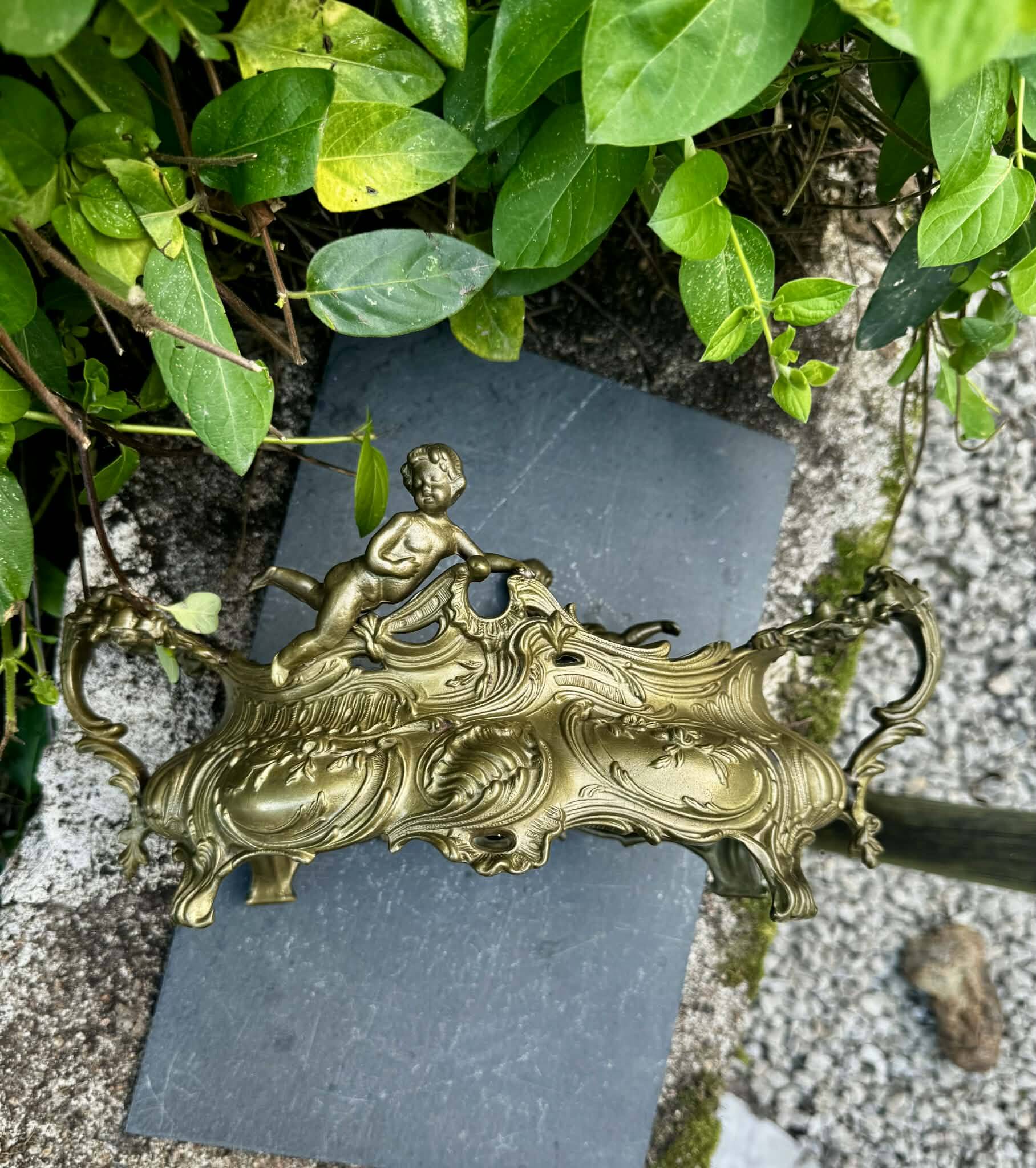 Large rock garden planter angel Art Nouveau