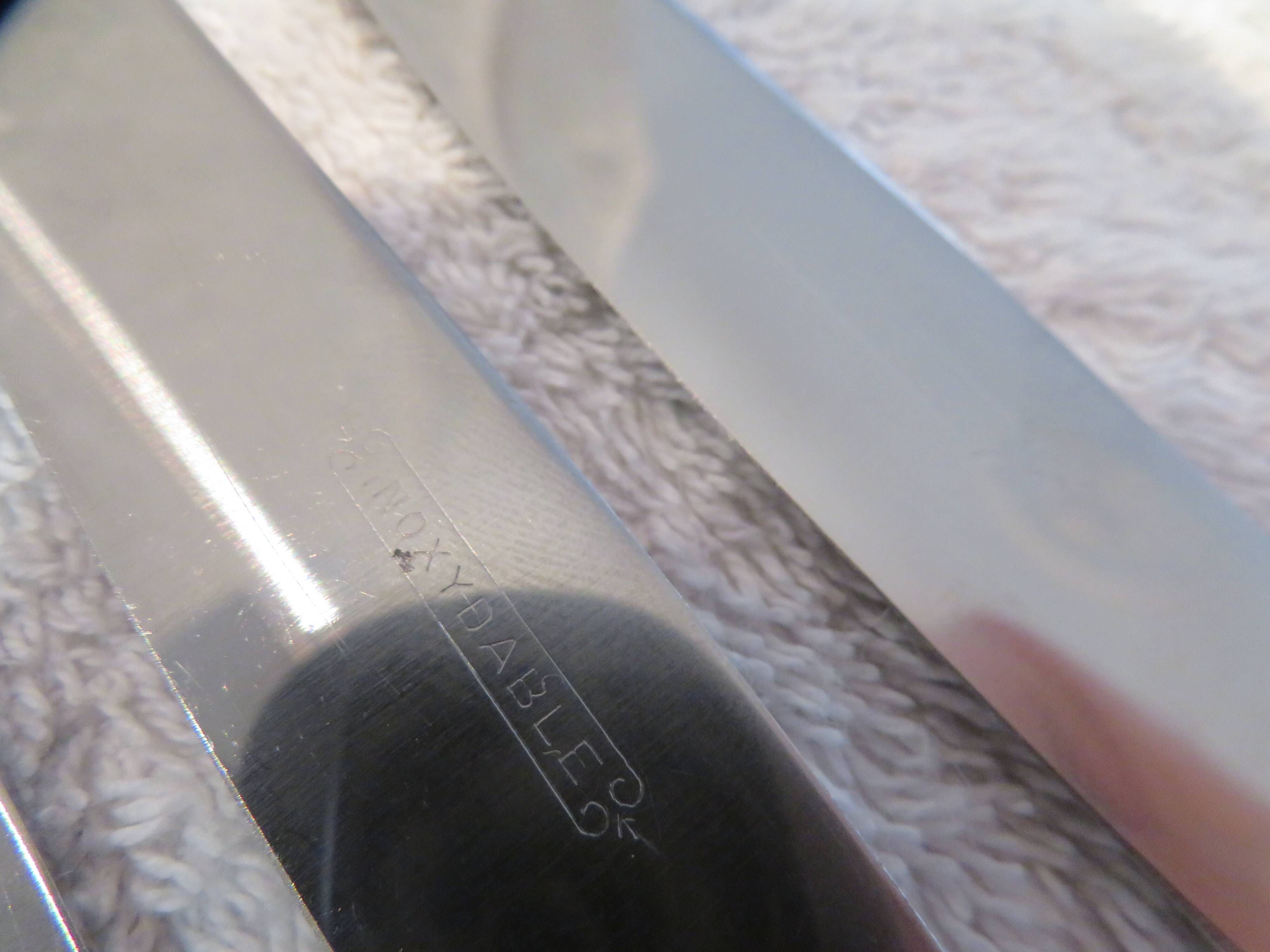 12 silver-plated dessert knives by Argit goldsmith? Art Deco floral bands