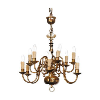 Lustre de style Hollandais en cuivre 10 feux