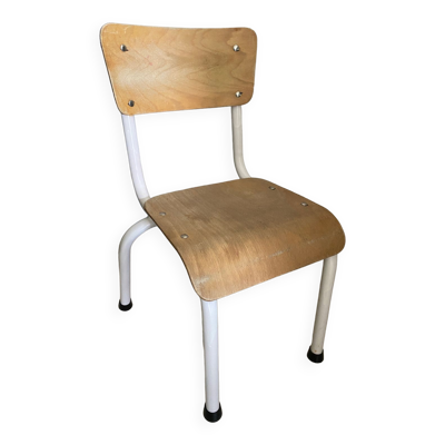 Ancienne chaise écolier enfant bois et métal