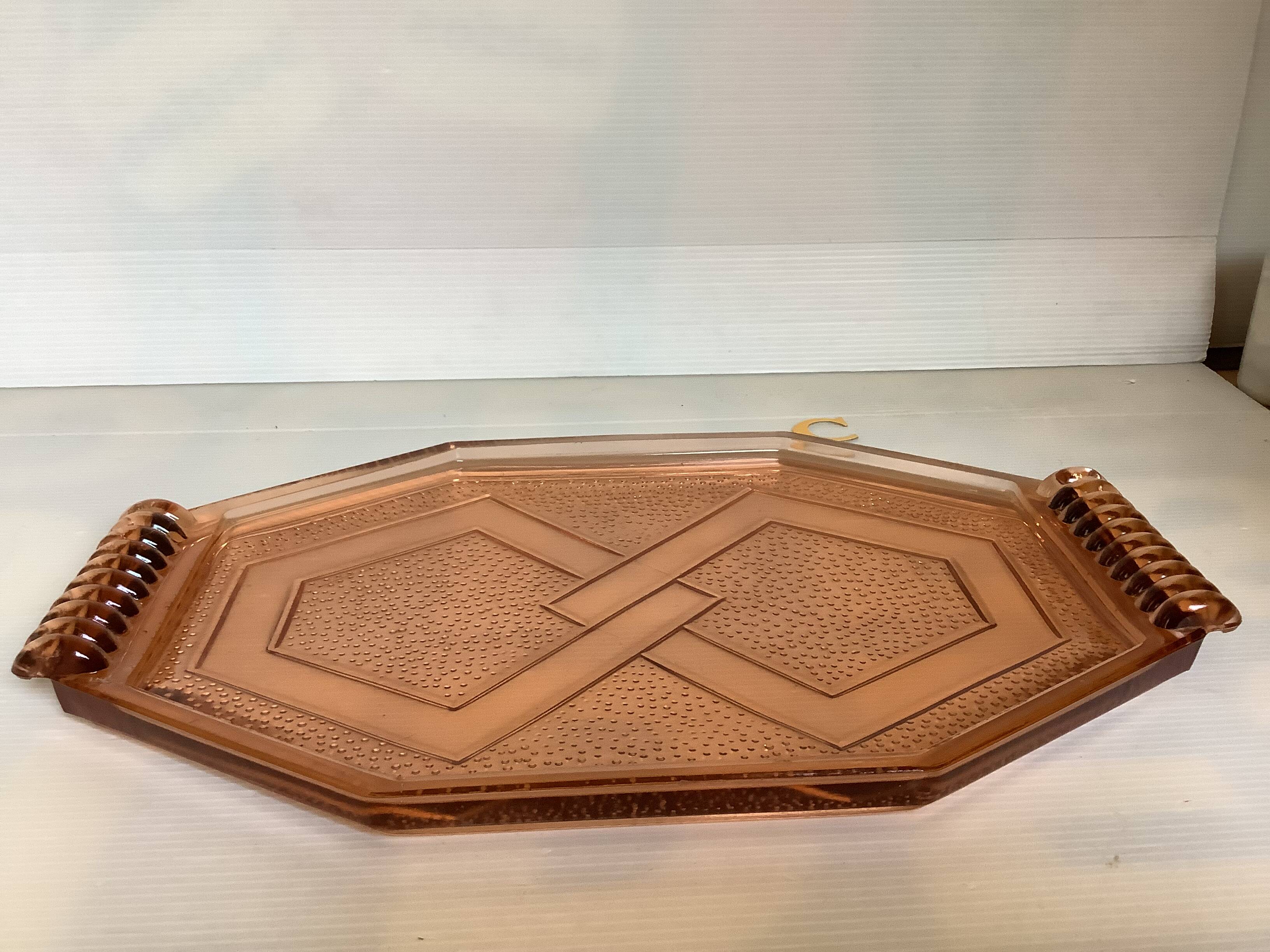 Rosaline C style pink glass tray dish
