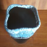 Vase style Vallauris black and blue H 14 cm