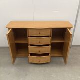 Vintage rattan sideboard with curved drawers, 1970s