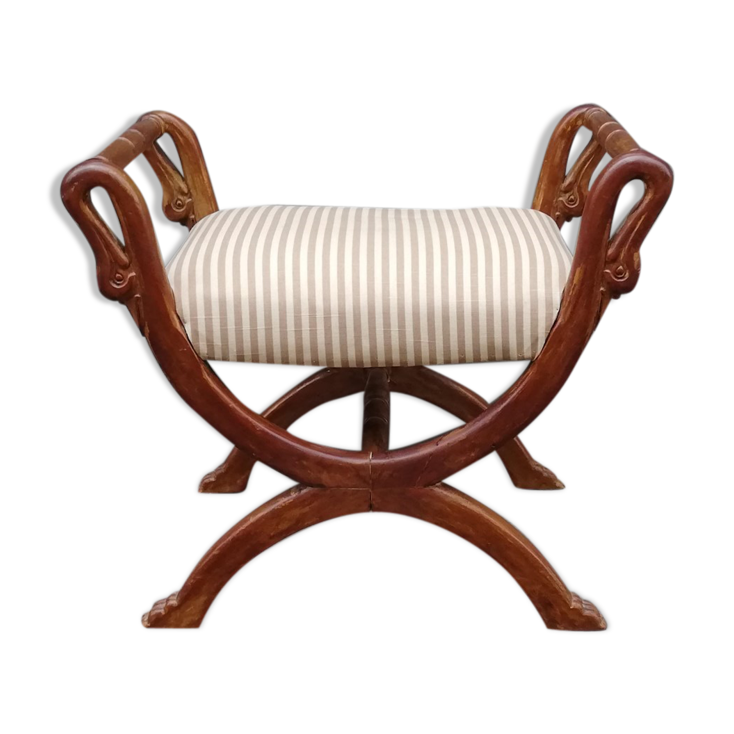 Massive walnut curule seat