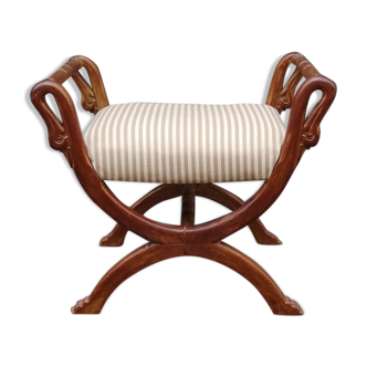 Massive walnut curule seat