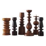 Scandinavian Wooden Candleholders, Set of 6