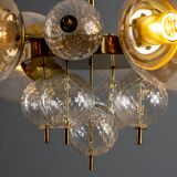 Glass and brass chandelier, Jaroslav Bejvl, 1970s, Czechoslovakia