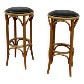 Paire de tabourets de bar bois cintré vintage