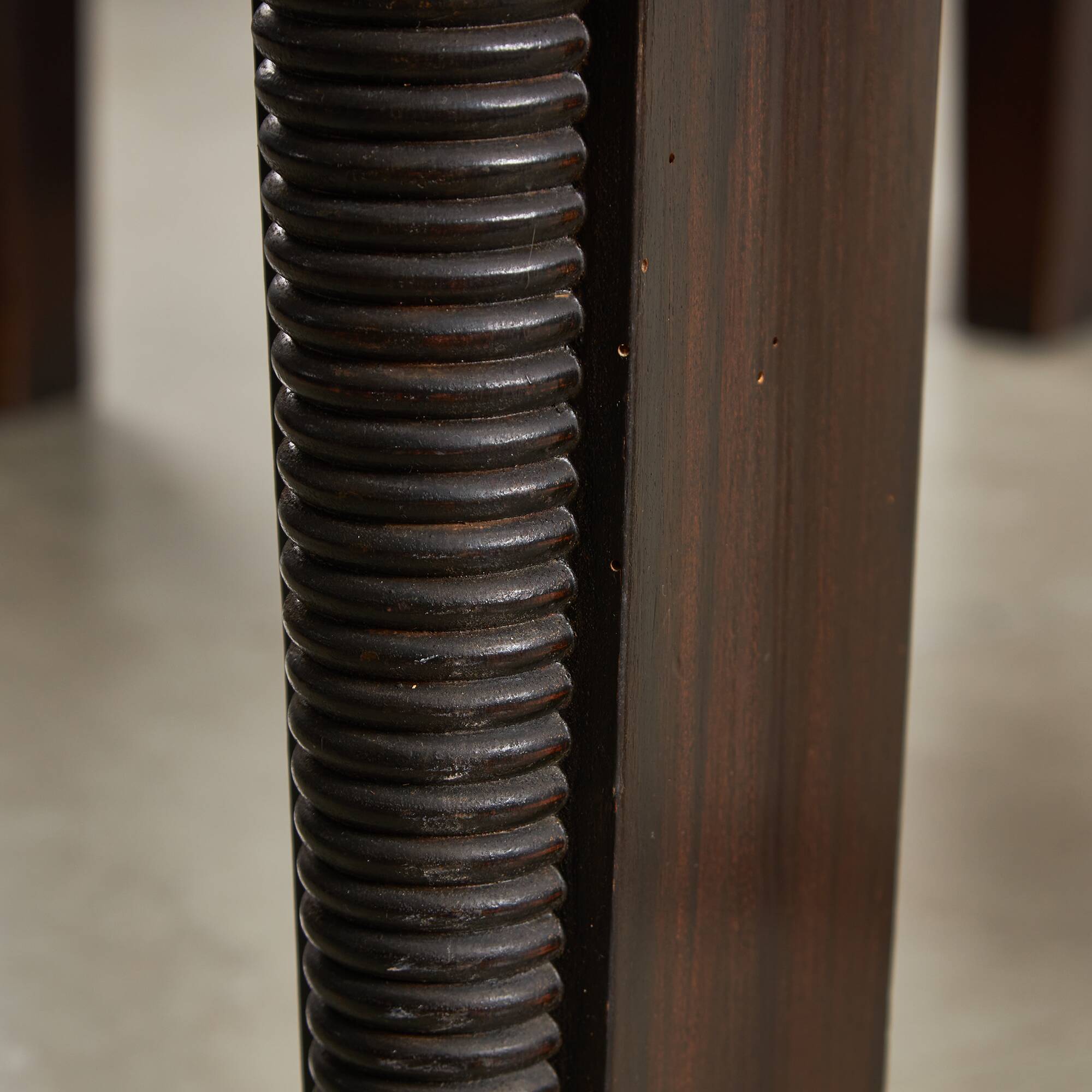 Large Robust Dinig Table with Carved Legs and Glass Top