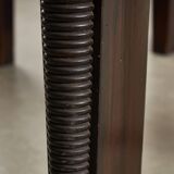 Large Robust Dinig Table with Carved Legs and Glass Top