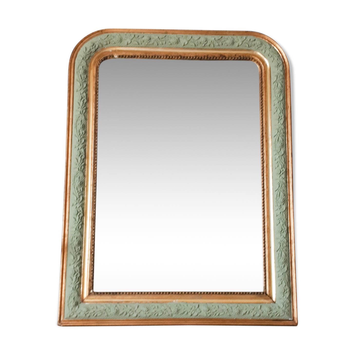 Golden and green grey mirror Louis Philippe - 75cm x 57cm
