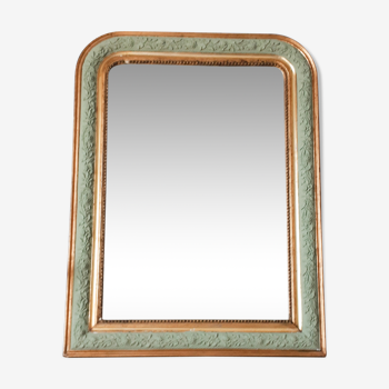 Miroir doré et vert de gris Louis Philippe - 75cm x 57cm